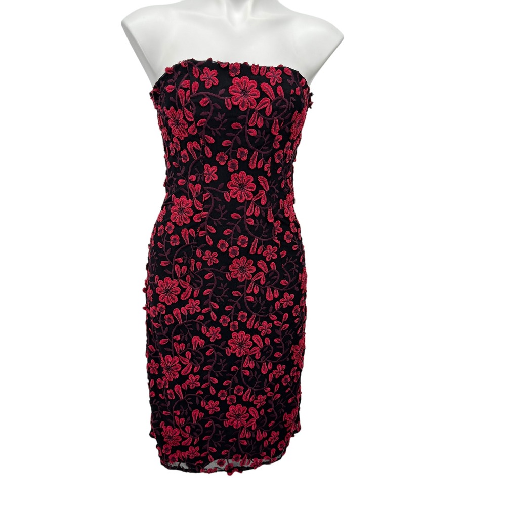 ZAC Posen Caro Maroon Multi Embroidered Women's SZ 4 Dress ALTERED MSRP $695 NWT